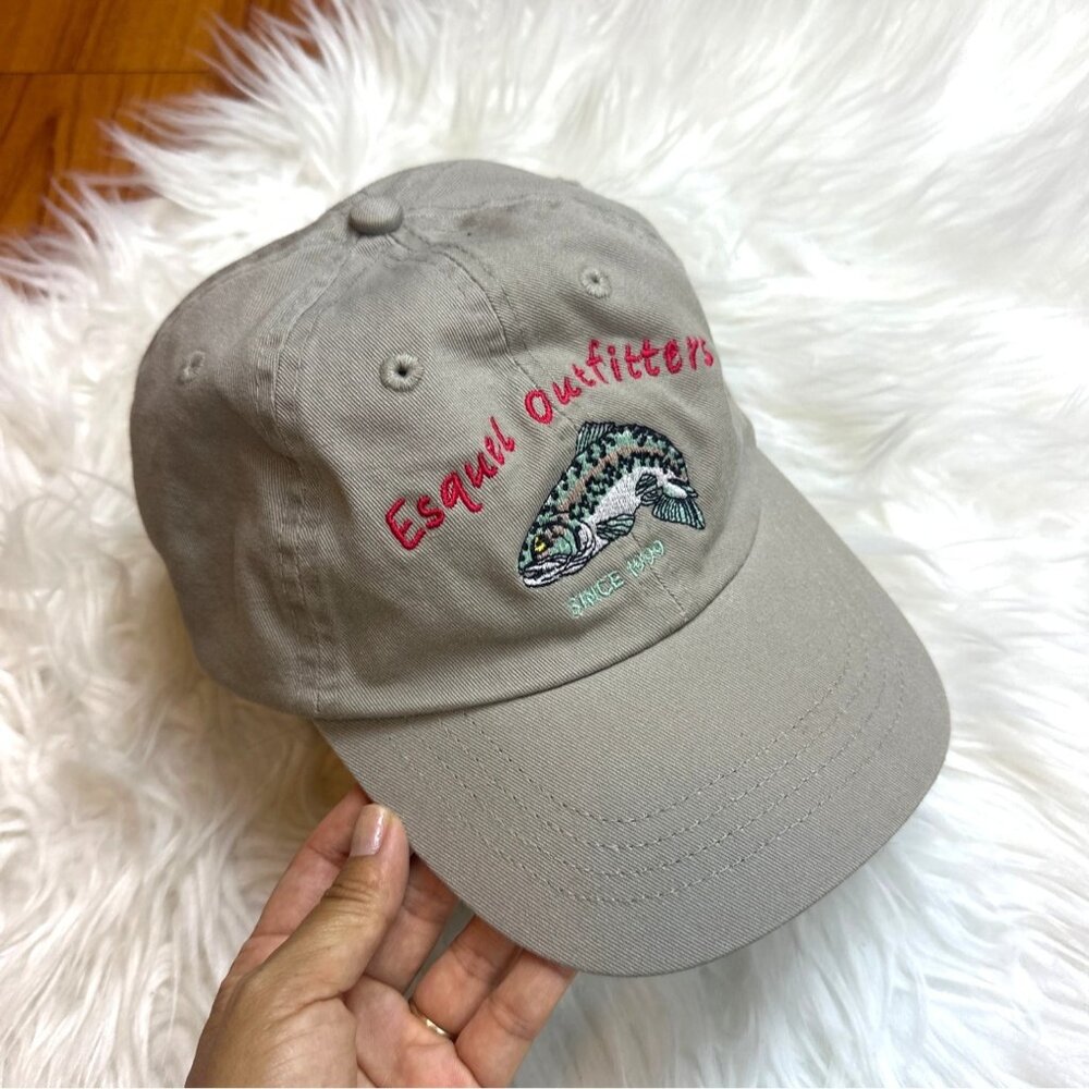 Vintage 1999 Esquel Outfitters Fish Cap Mens Dad Hat Retro Y2K Outdoors Fishing